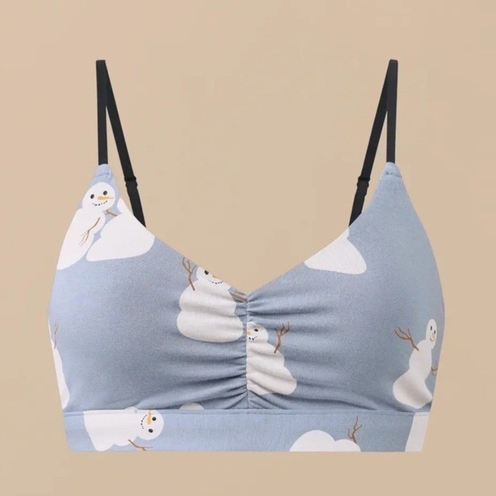 NWOT MeUndies UltraModal Feel Free Ruched Bralette in "snowmates" sz Lg I1